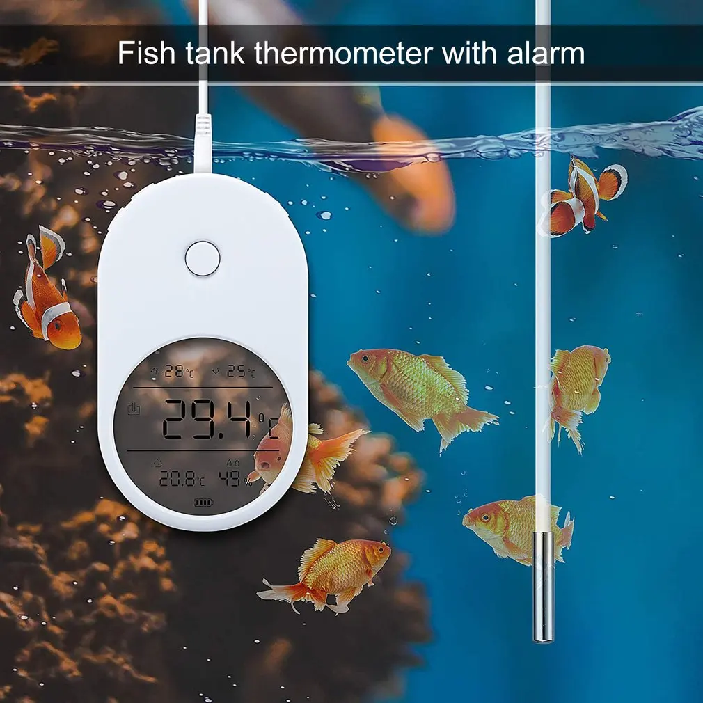 New LCD Fish Tank Aquarium Thermometer With Alarm Digital Temperature Gauge Hygrometer Probe For Brewing Beer | Дом и сад