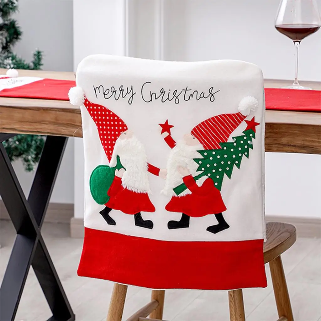 

Рождественские чехлы на стулья 52x45 см, классические чехлы на спинку обеденного стула с Санта-Клаусом, эластичный чехол для кресла, чехол для ...