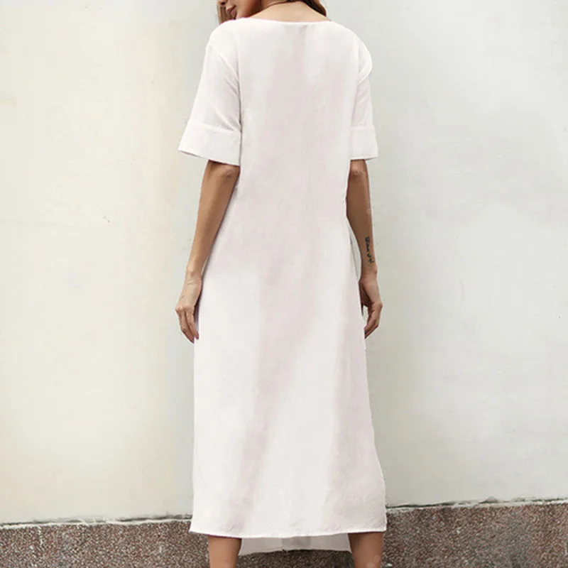 

Bigsweety Summer Maxi Party Dresses Women Split Long Dress Female Short Sleeve V Neck Casual Brief Vestidos Dresses