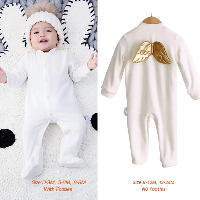 Spring Autumn Long Sleeve Angel Wings Baby Clothes 0-18 Months Fashion Newborn Cute One Piece Baby Rompers Girls Boys Bodysuits