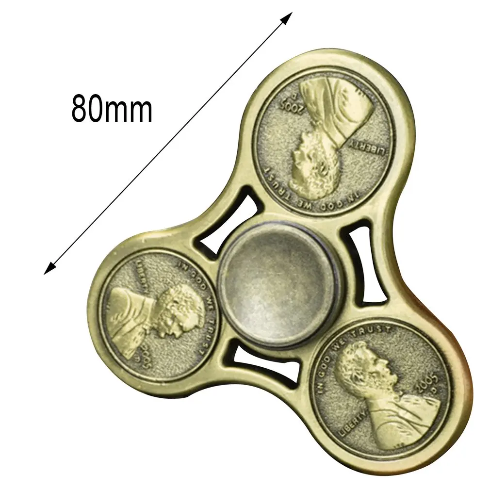 Цинковый сплав палец антистресс с подшипником треугольная монета вращающийся
