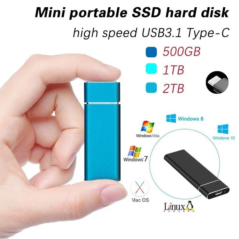 2 ТБ/1 ТБ M.2 корпус переносного жесткого диска Тип C USB3.1 Портативный SSD