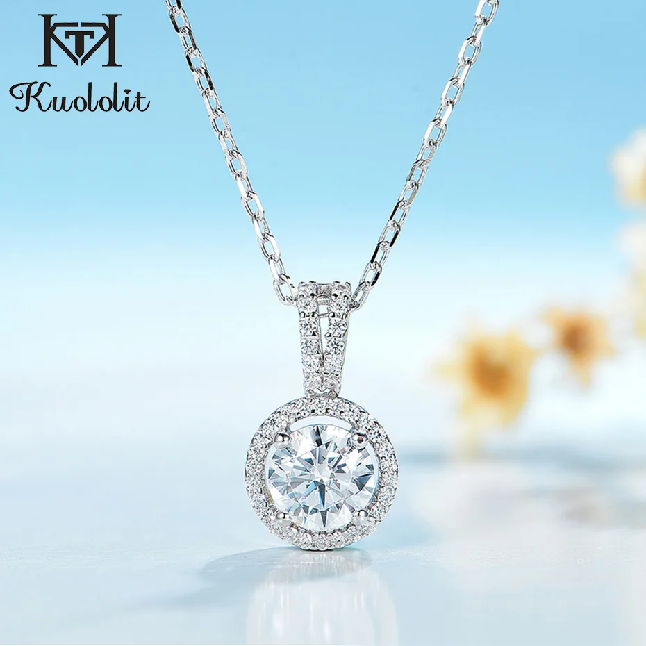 Женский круглый кулон из серебра 585 пробы с муассанитом | Украшения и аксессуары