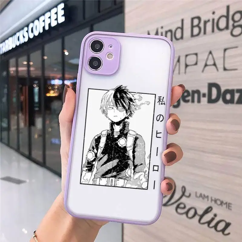 

Anime My Hero Academia deku Phone Cases matte transparent For purple iPhone 7 8 x xs xr 11 12 pro plus max mini Clear Funda