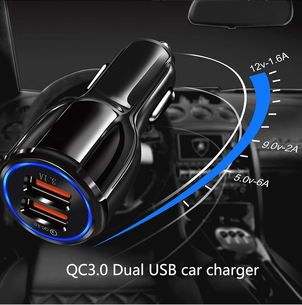 FBYEG QC02 автомобильное зарядное устройство Usb быстрая зарядка 2,0 3,0 зарядное устройство для мобильного телефона 2 usb порта быстрое автомобильное зарядное устройство для iphone samsung планшет