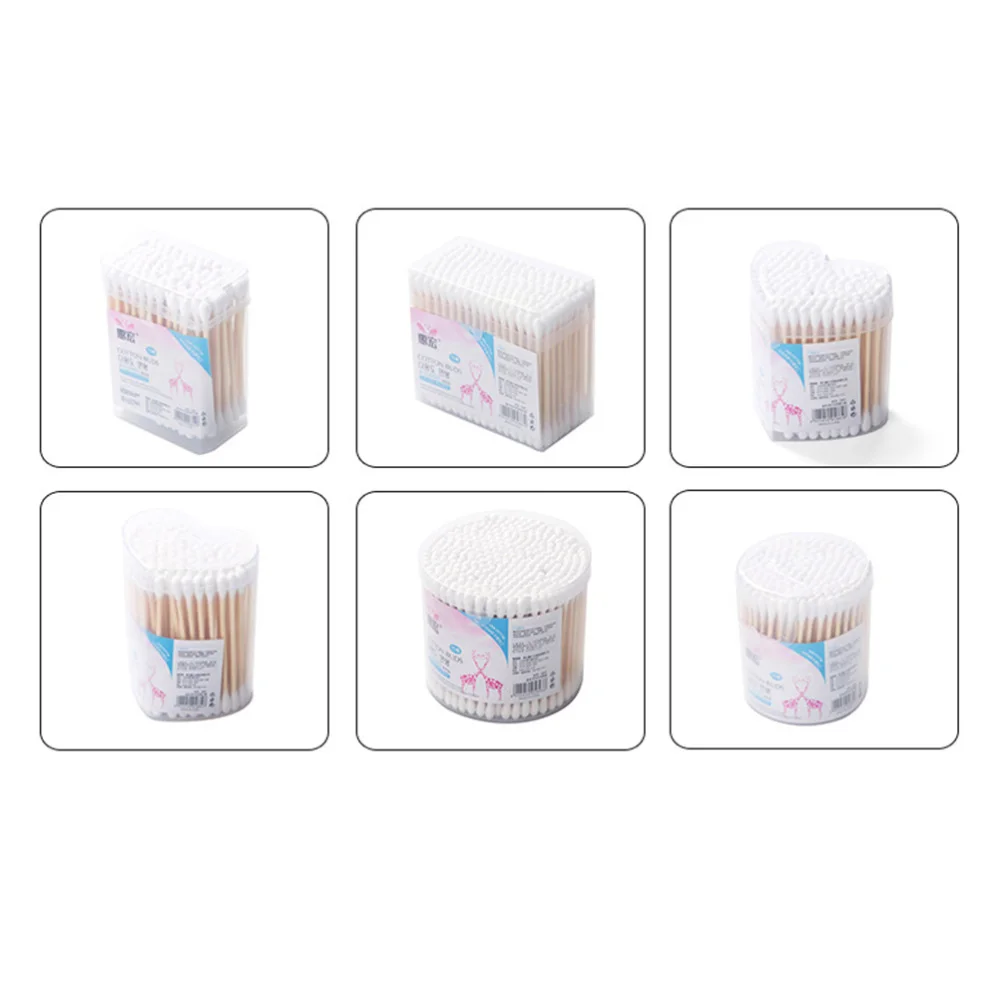 

200pcs Double-headed Cotton Swab Disposable Cotton Stick Wooden Cotton Swab Medical Cosmetic Cleaner (Square Box)