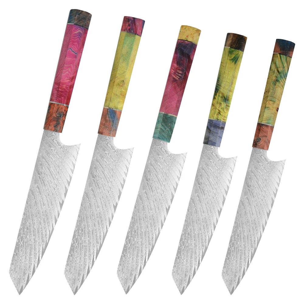 1 шт. нож для приготовления пищи Damaskus кухонный нарезки лосося резки мяса Santoku 8