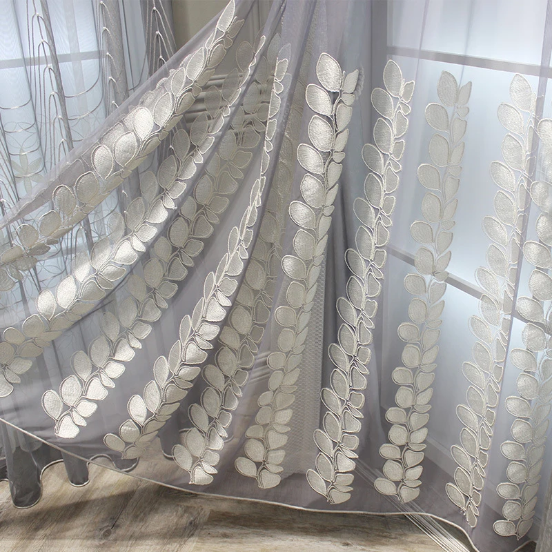 

Romantic French Luxury Curtain for Living Room Sheer Fabric Light Transparent Balcony Bedroom Tulle Drape French Windows S600#C