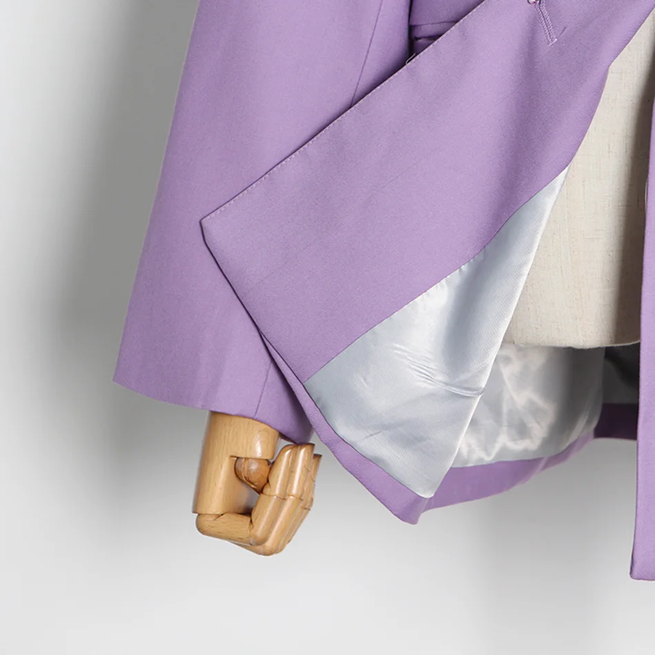 

High Quality Women'S Spring 2021 Purple Fashion Casual Suit Jacket Sexy Lapel Long Sleeve Single Breasted Loose Party Coat