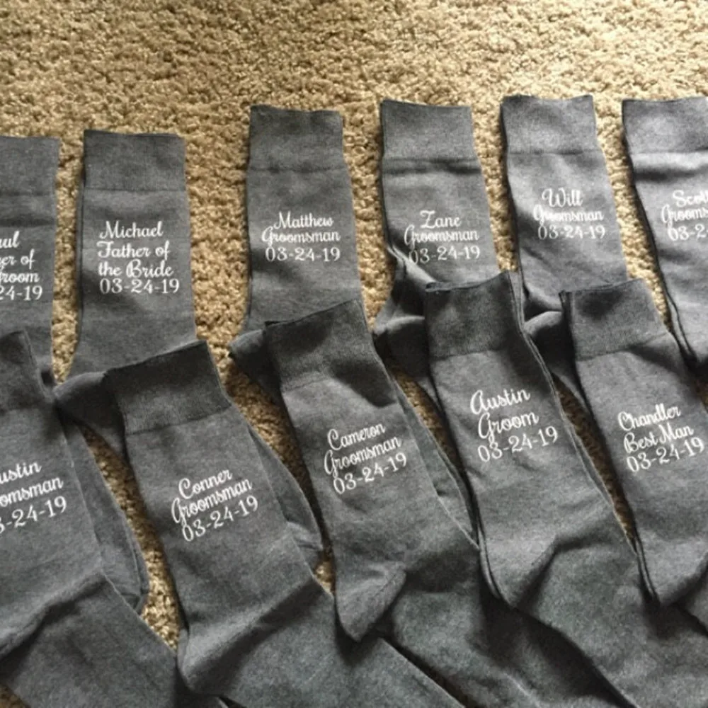 Персональное имя свадебный жених Лучший человек пастух темно синие носки