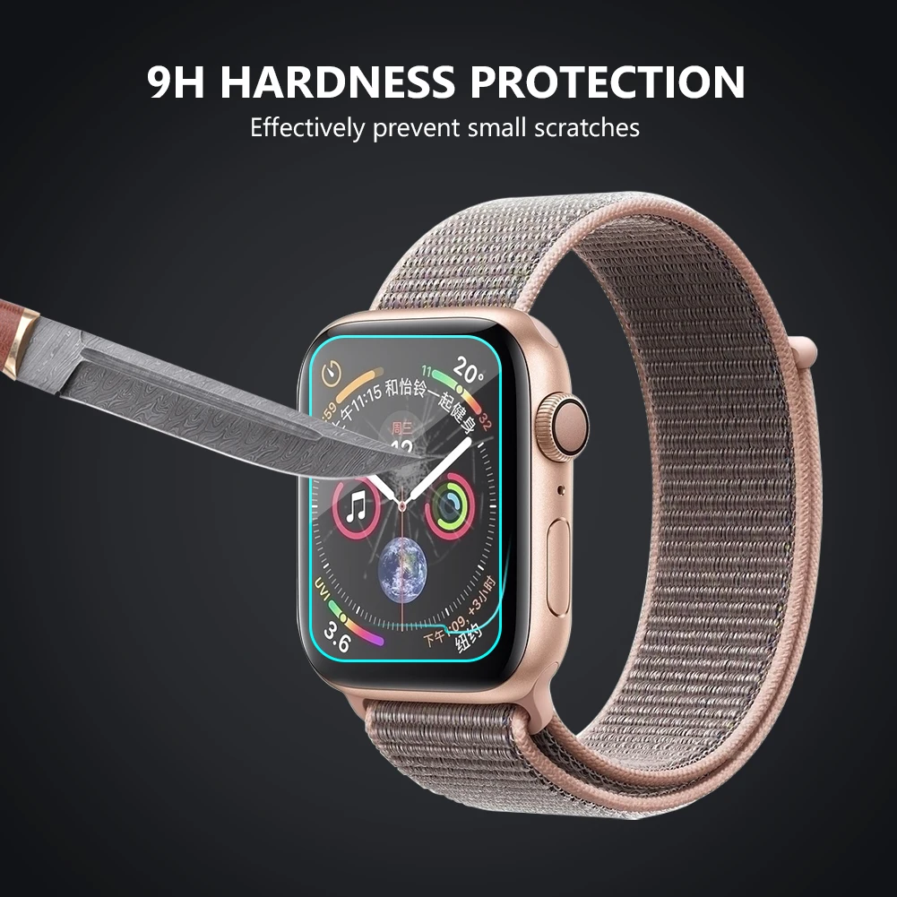 Защитная пленка для экрана для iWatch 4, прозрачное закаленное стекло, взрывозащищенный жесткий защитный экран для apple Smart Watch