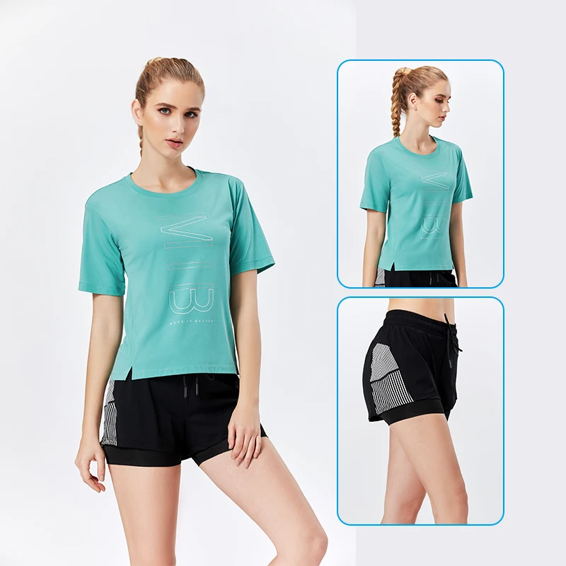 Быстросохнущая Спортивная одежда для женщин комплект из 2 предметов йоги фитнеса