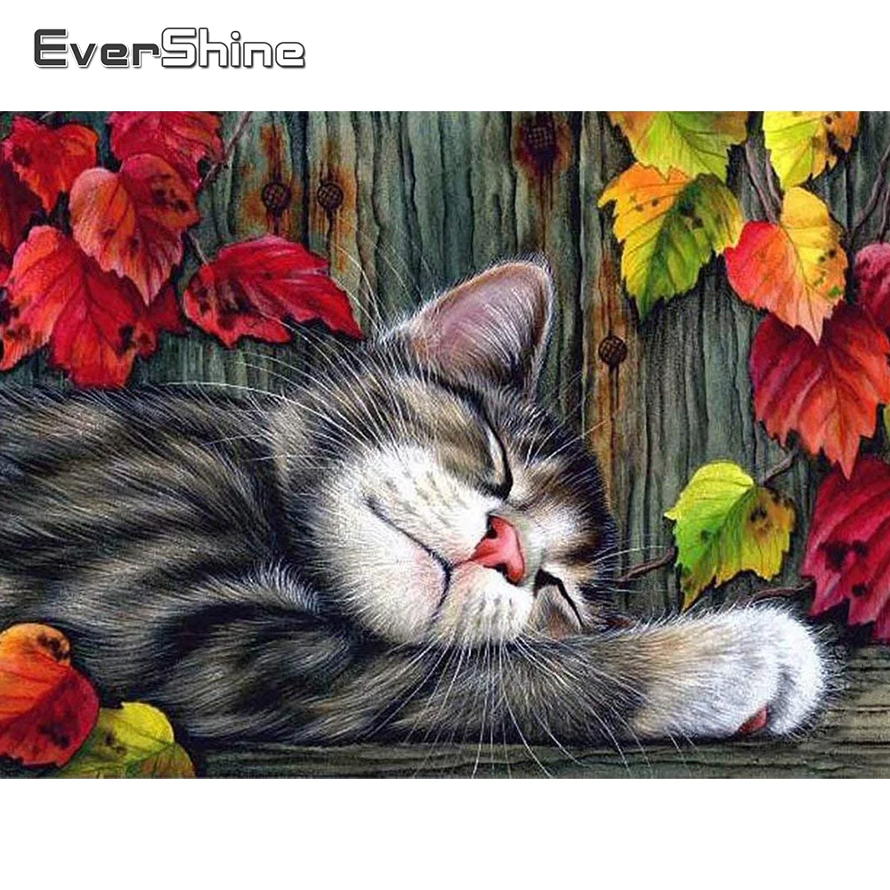 

Картина 5D "сделай сам" с изображением животных, вышивка крестиком, кошка, картина для стразы, украшение для дома