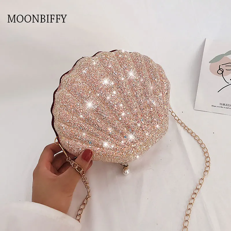 

Милая маленькая сумка-ракушка с блестками, сумки на плечо, сумка для телефона и денег, сумки через плечо с цепочкой для женщин