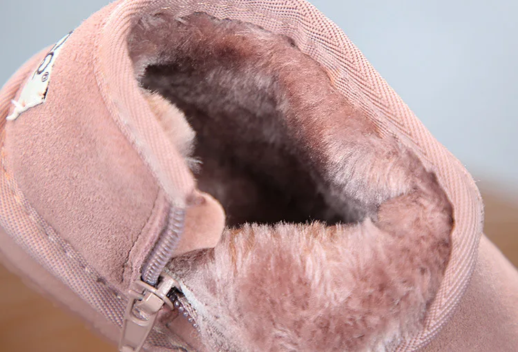 

Winter Solid Color Children's Cotton Boots Genuine Leather Soft Bottom Children's Snow Boots Boys and Girls Snow Boots