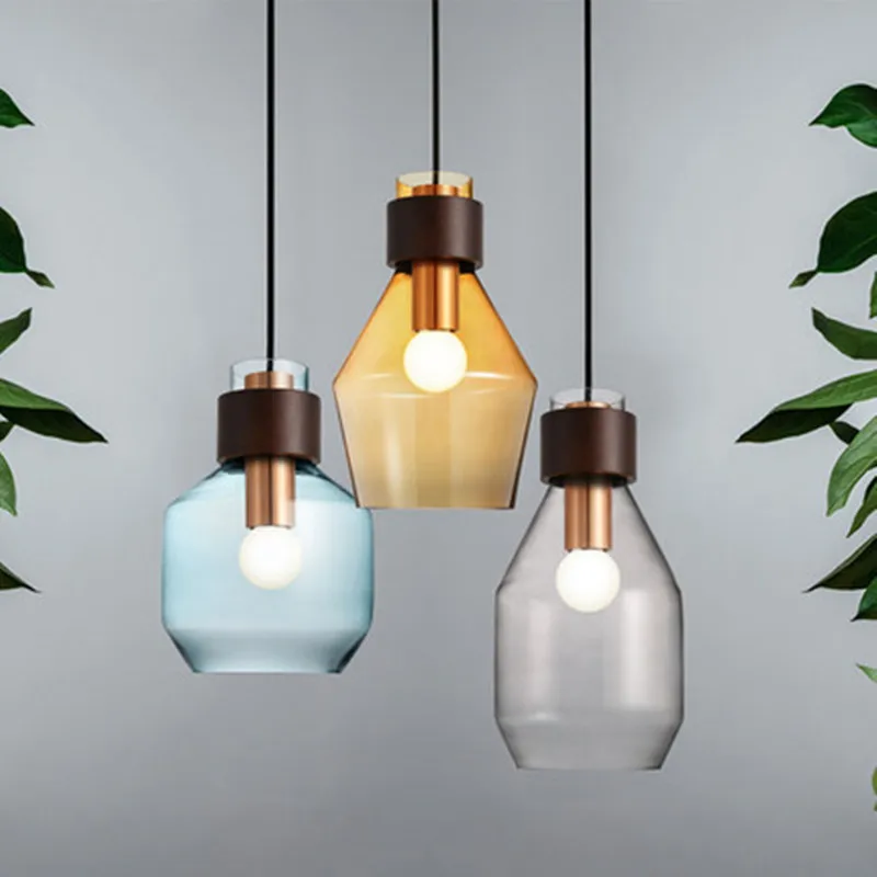 

colorful Nordic glass pendant light vintage hanging Pendant Lamp Modern Restaurant lighting Minimalist Bar Led Pendant Light
