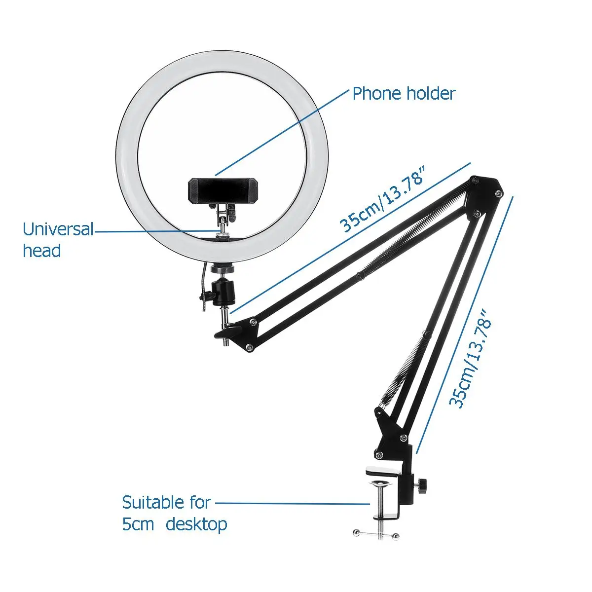 Mobile Phone Tablet Stand Holder 360 Degree Long Arm Lazy Bed Desk Mount Support For iPad With LED Ring Light | Компьютеры и офис