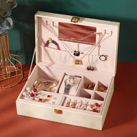 portable jewelry necklace earrings rings organizer boxes large capacity display holder case lock women gift box accessories gear