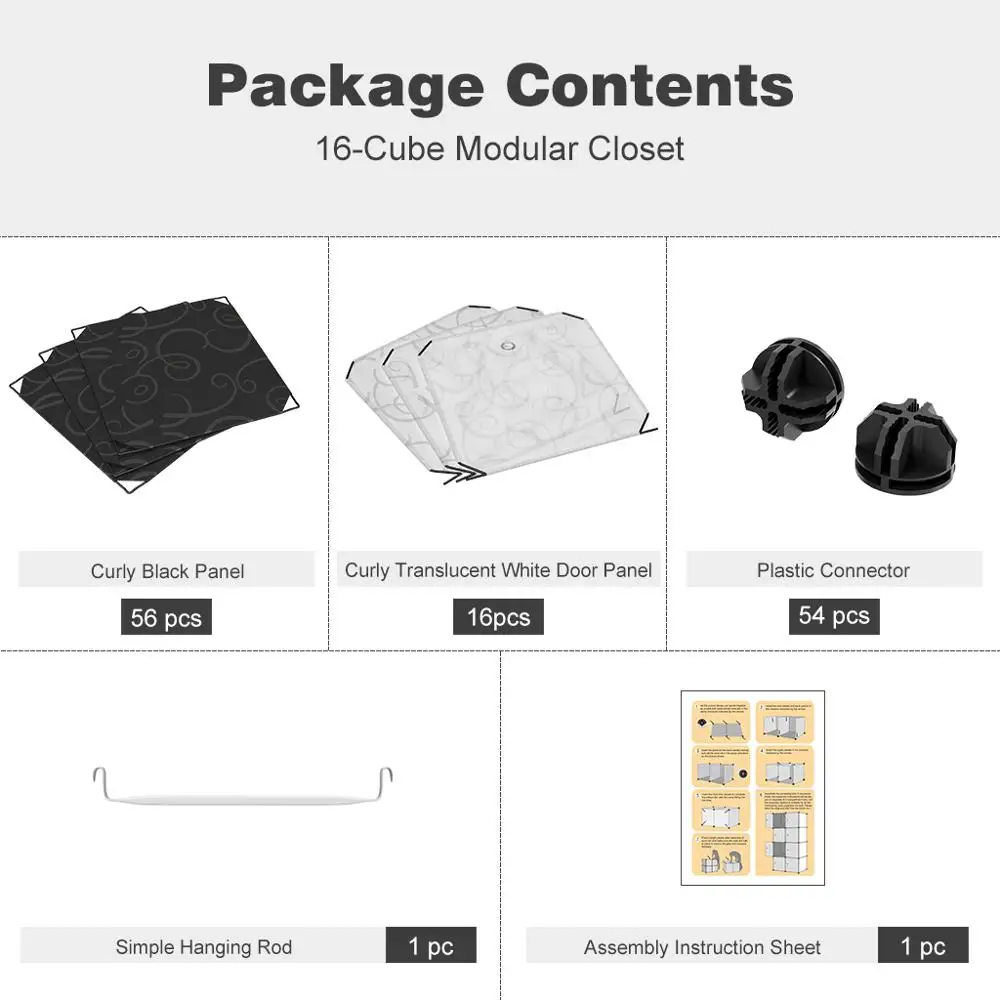 LANGRIA 16 Cube DIY модульный органайзер для хранения стеллажи шкаф черный и белый