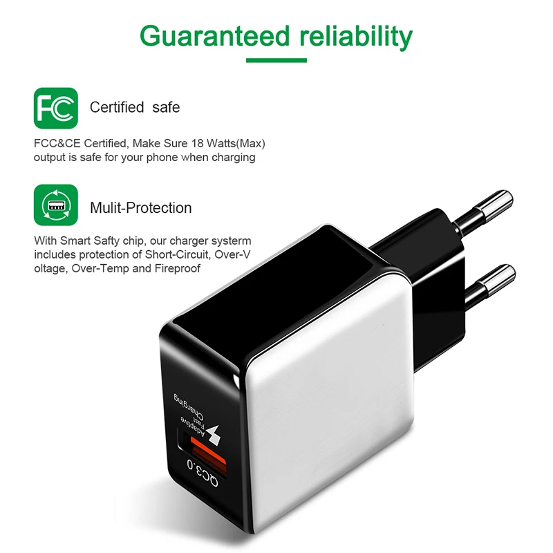 USB зарядное устройство EU/US вилка 18 Вт Быстрая зарядка QC 3,0 настенный мобильный телефон планшет зарядное устройство Быстрая зарядка для iPhone 7 8 Xiomi для huawei