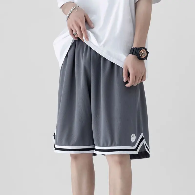 

Summer Sports Shorts for Men Thin Leisure Ice Silk Wide-leg Basketball Quick-drying Shorts Loose Outerwear Half-length Pants
