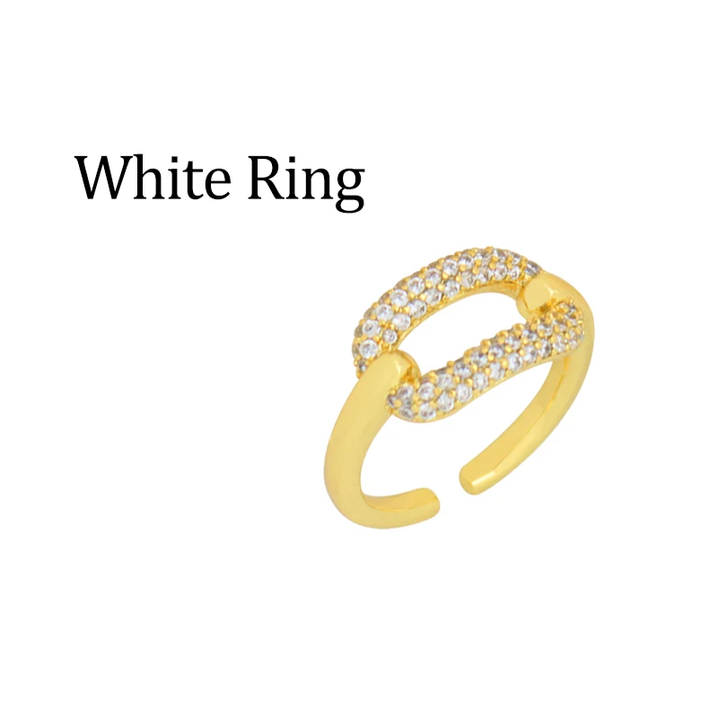 

Irregular CZ Oval Ring for Woman 2021 Chunky High Quality Jewelry Rainbow Crystal Stone Gold Shiny Ring Adjustable monaco bague