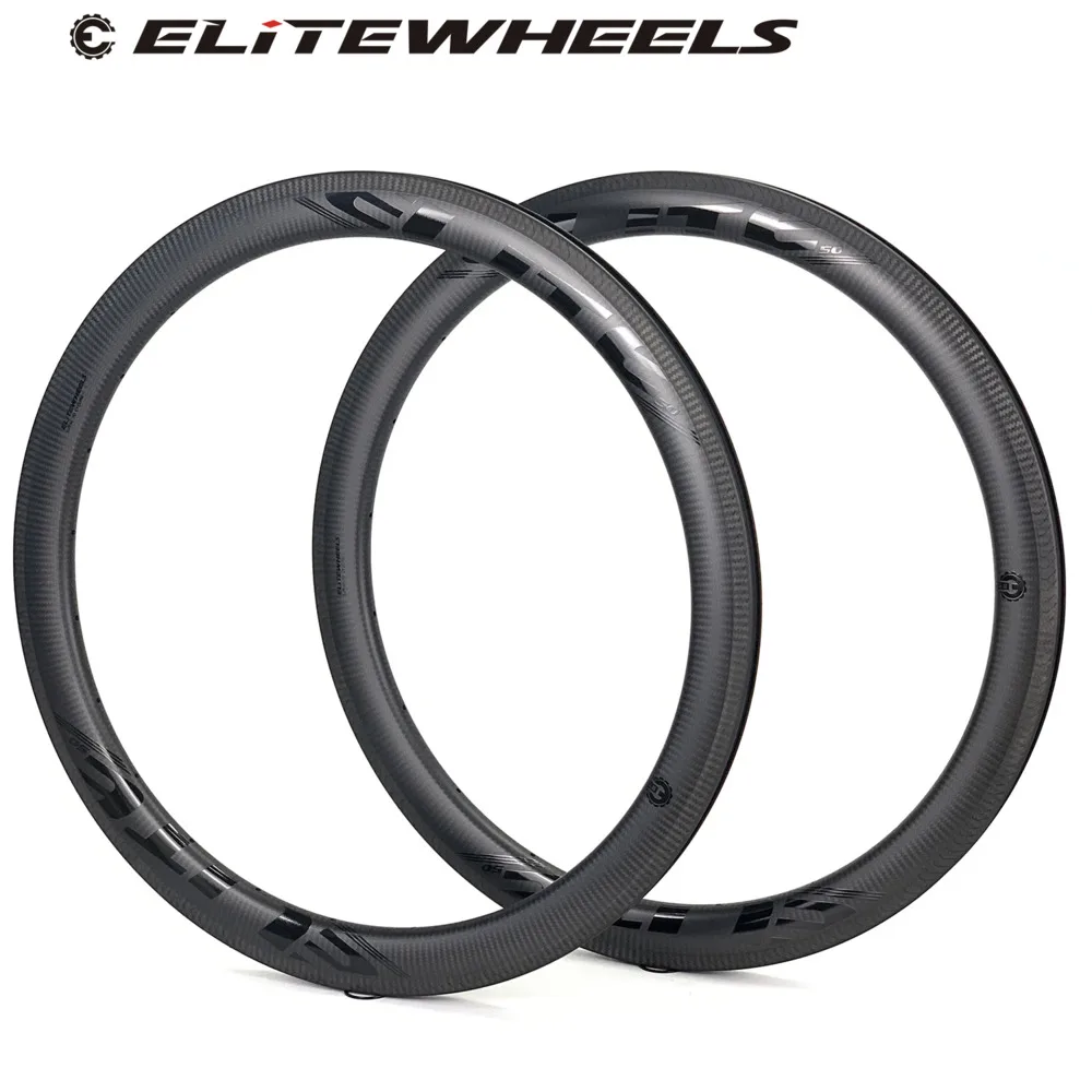 ELITEWHEELS 700c дорожный велосипед 50 мм обод из углеродного волокна 3K Twill отделка A1