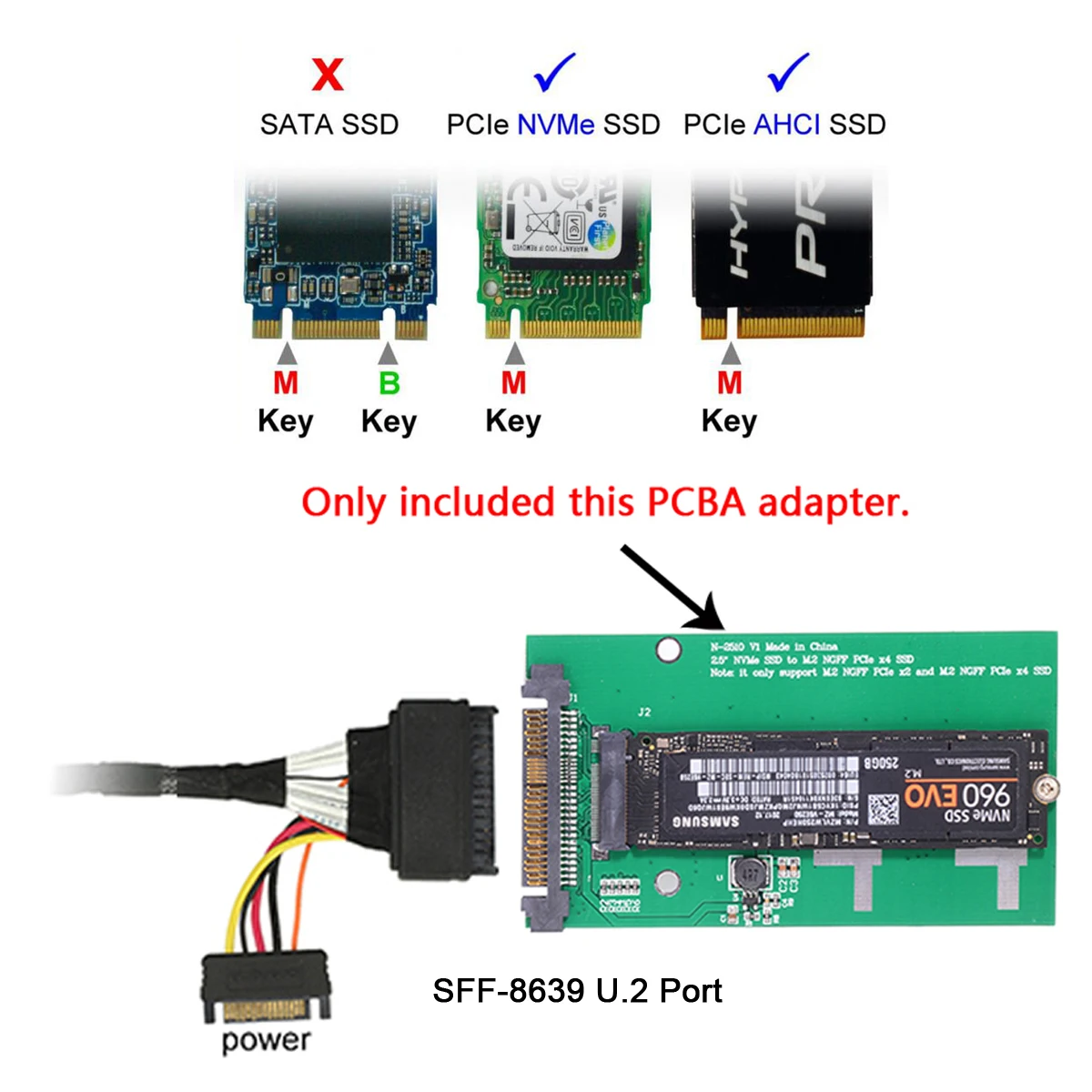 Cablecc Φ NVME U.2 to NGFF M.2 M-key PCIe кабель SSD адаптер для материнской платы заменить Intel 750 p3600