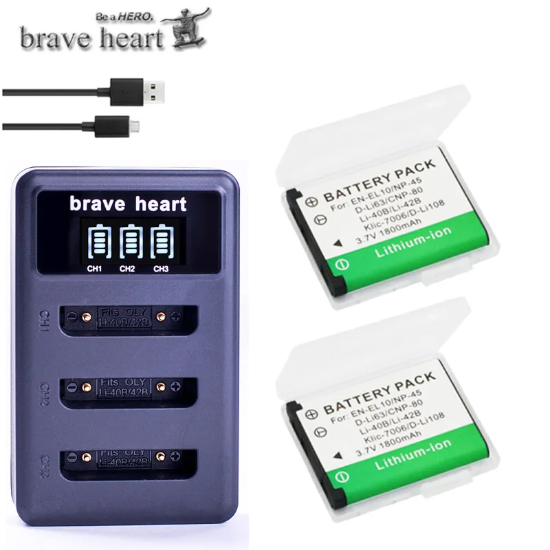 5x Li-40B LI-42B LI ion аккумулятор 40B 42B LI40B Батарейки+ ЖК-дисплей USB Зарядное устройство для ЖК-дисплея с подсветкой FUJIFILM NP-45 NP 45 NP45 NP 45A 45B 45S для Nikon EN-EL10 - Цвет: charger and 2battery
