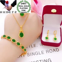 omhxfc wholesale ym290 woman party birthday wedding gift water drop zircon 24kt gold necklaceringbraceletearrings jewelry set