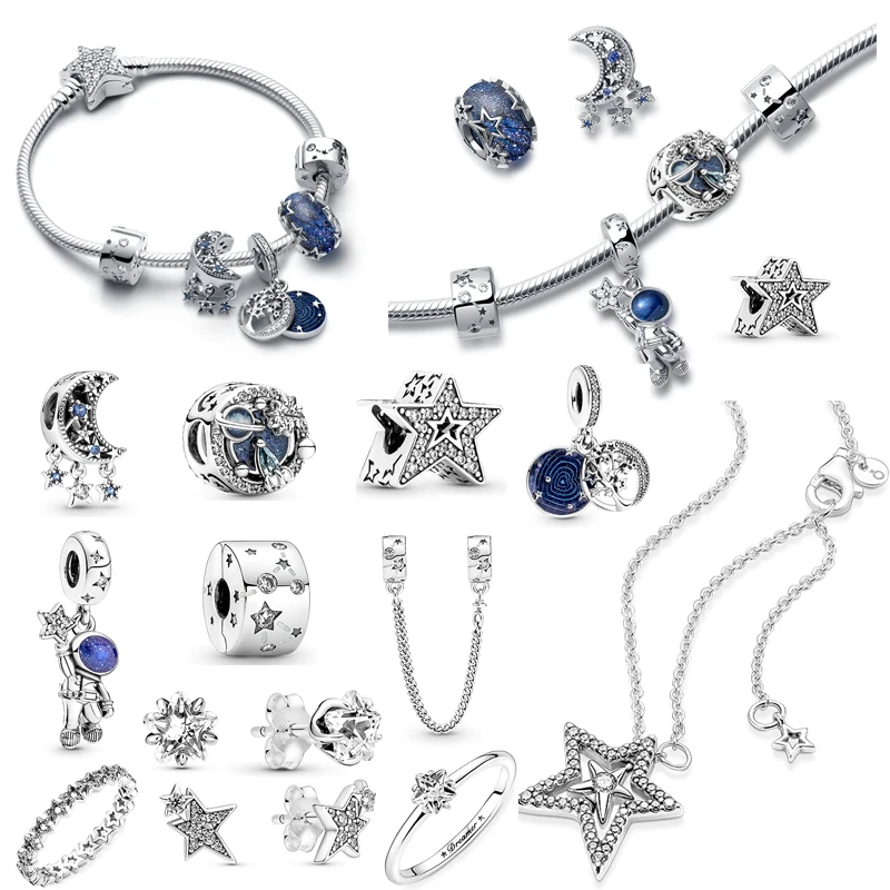 

New Jewelry For Women Star Bangle Fit Original Pandora DIY Feminino Charm Beadeds 925 Sterling Silver Aretes Bracelet Pulceras