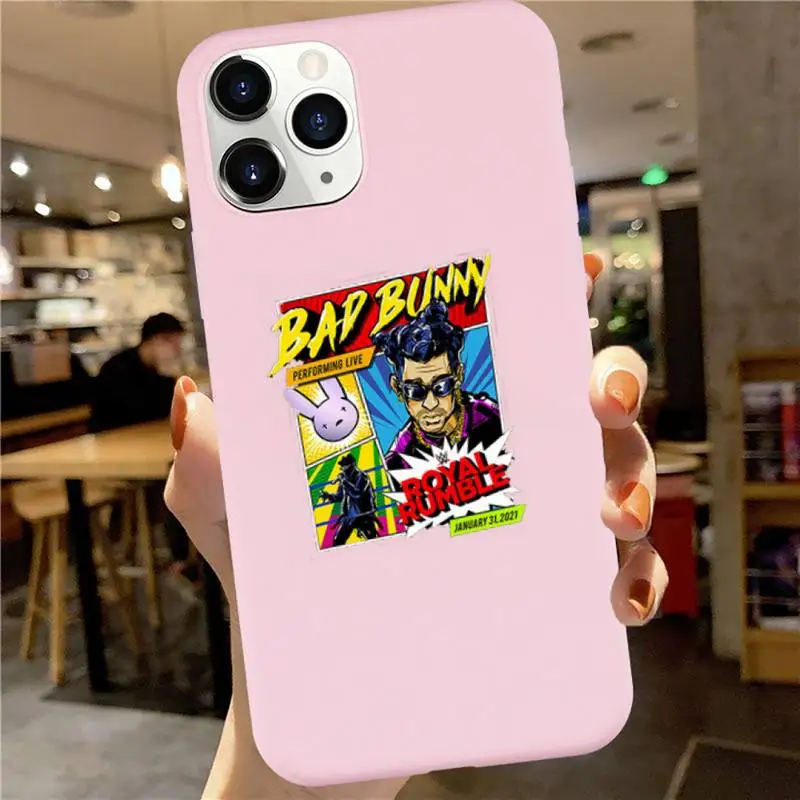 

Newest Bad Bunny Phone Case Candy Color for iPhone 6 7 8 11 12 s mini pro X XS XR MAX Plus