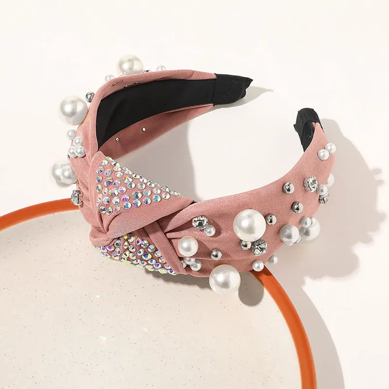 

Handmade Pearls Hairband Luxury Hair Hoop Turban Simulated Pearl Rhinestone Head Hoop Baroque Style Headband Hair Accessories