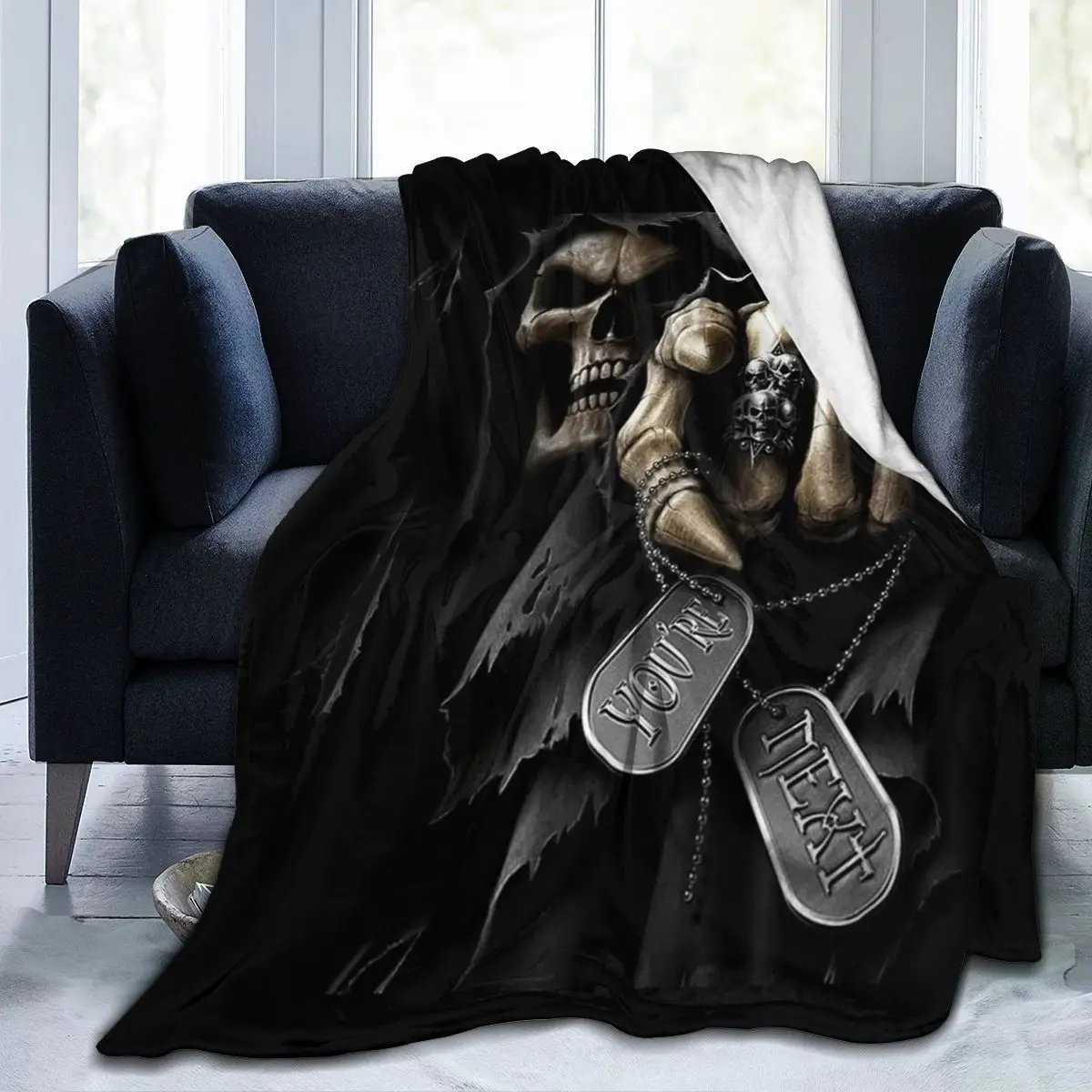 

Manta de franela con estampado 3D de Calavera, ropa de cama suave, cubierta de cama, decoración textil para el hogar