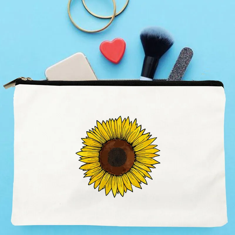 

Women Friday sunflower Printed Make up bag Fashion Women Cosmetics Organizer Bag for Travel Colorful Storage Bag for Lady Bag