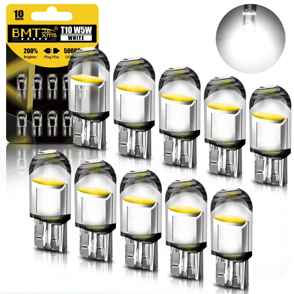 

BMTxms 10Pcs Auto T10 W5W LED Interior Dome Lamp For Peugeot 207 208 307 308 407 508 SW 2008 3008 4007 4008 5008 RCZ Rifter