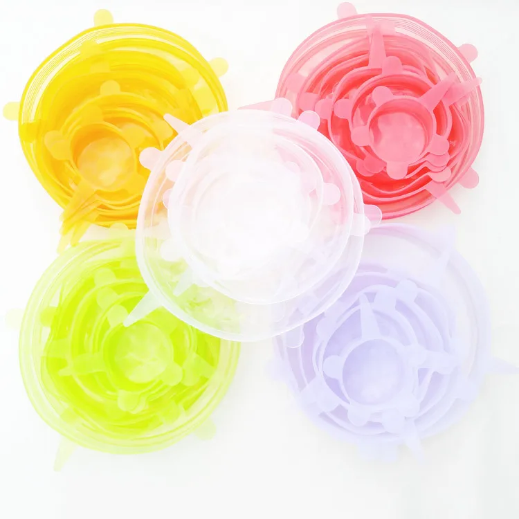 

6 Piece Set Stretch Silicone Fresh-keeping Lids Round Bowl Cover Seal Set Vegetable and Fruit Printing Food Storage Freshness