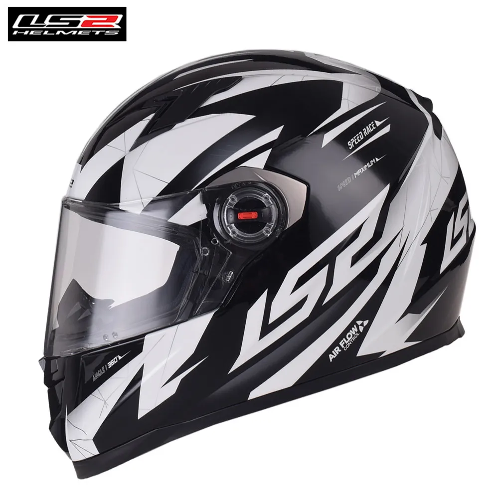 LS2 дренаж черный/белый полный лицо мото гоночный мотоциклетный шлем велосипед