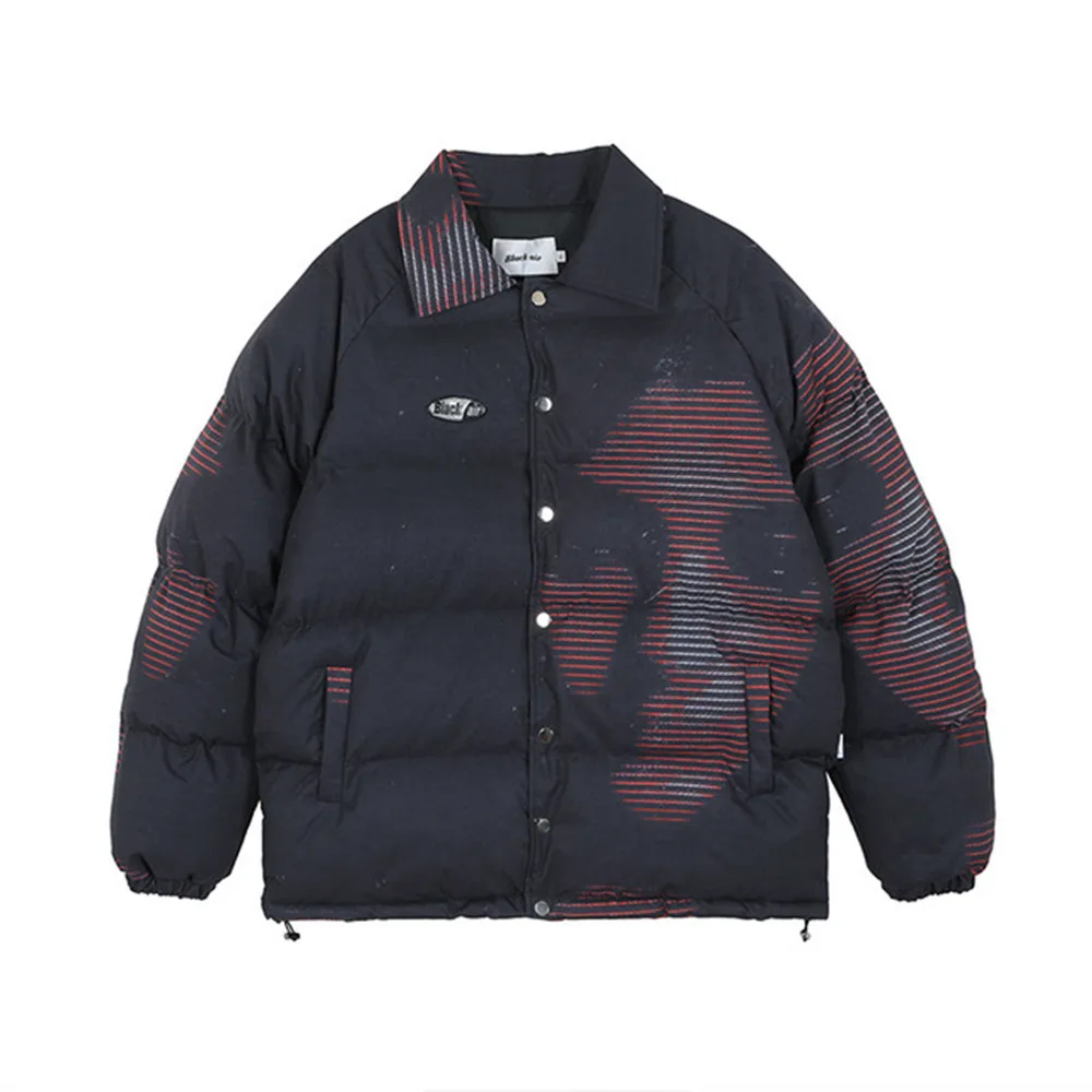 

New Men Winter Warm Bomber Jacket Outwear Men Parkas Coat Dark Retro Portrait Men Oversized Windbreaker Jacket