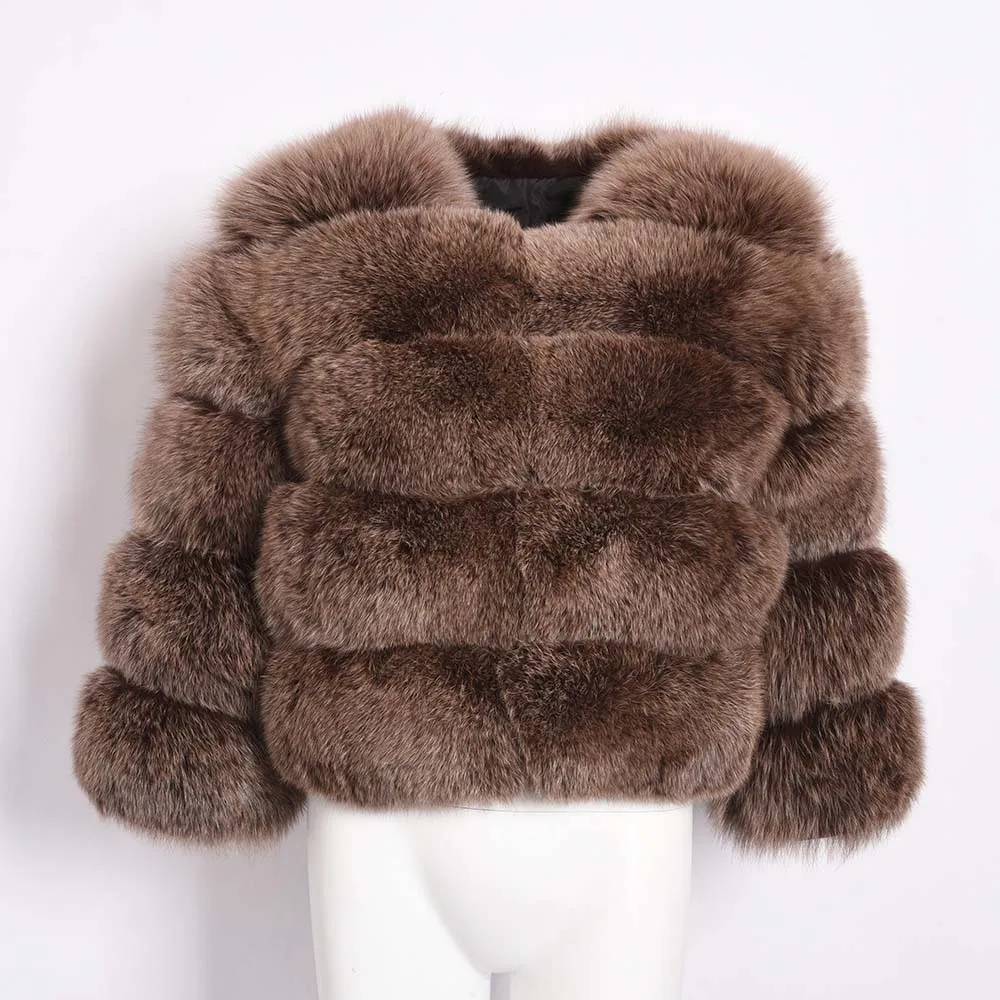 Coffee Frosted Женская шуба из натурального Лисьего меха, зимние модные меховые куртки, толстая теплая пушистая Высококачественная верхняя одежда, Женский натуральный мех S1796 - Цвет: Coffee Frosted