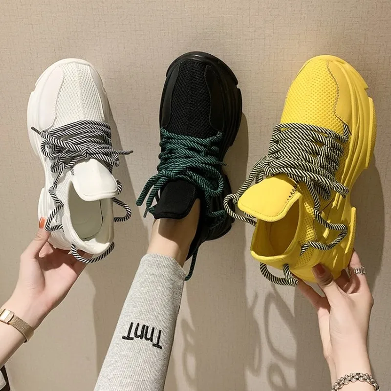 Женские кроссовки на платформе дышащая обувь для бега разноцветные весна