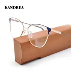 KANDREA 2021 винтажные металлические очки женские большие оправы очки ретро кошачий глаз оптические очки Nerd прозрачные линзы женские очки