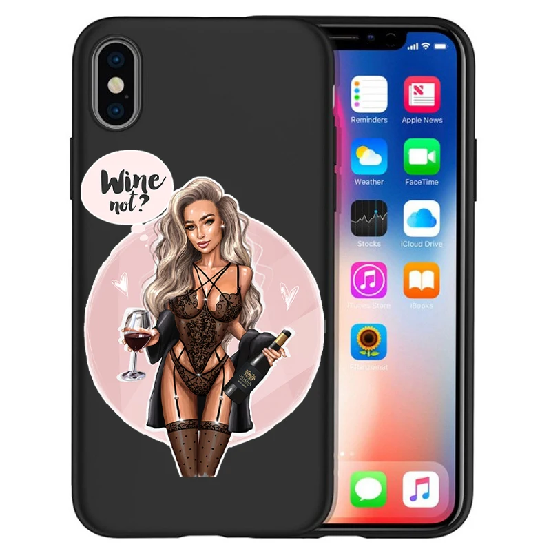 Модный чехол для iPhone 11 Pro Max XS XR X 8 6S 7Plus 5S Черный силиконовый Etui|Бамперы| |