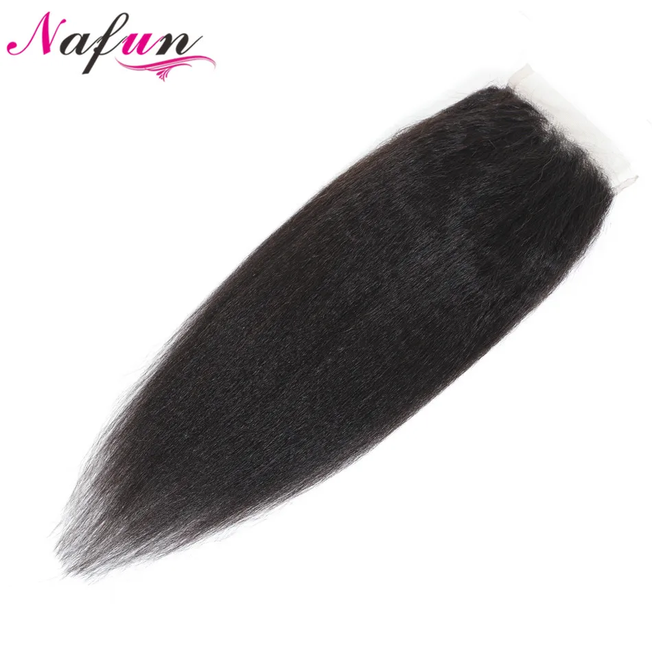 NAFUN Волосы Кудрявые прямые кружева закрытие бразильские человеческие волосы