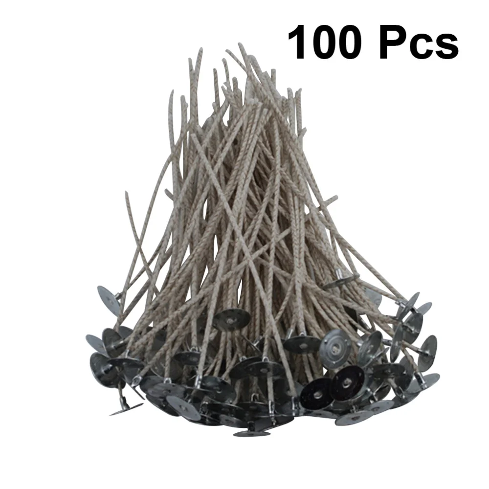 

100PCS Pre Soy Waxed Candle Wicks with 100PCS Tabs Candle Making Kit for Candle Making