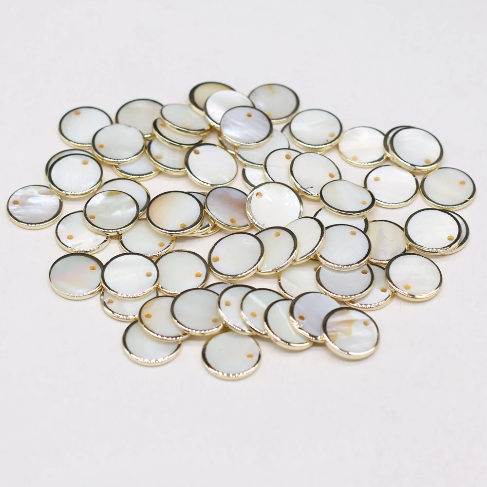 

30PCS Natural Shell Round Hole Pendant Fashion Gilt Edge Pendant for Women Jewelry Making DIY Necklace Accessories Size 15x15mm