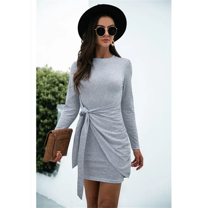 

Bodycon Plus Size Women Dress 2021 Autumn Long Sleeve Casual Dress Fashion Korean Mini Party Dress