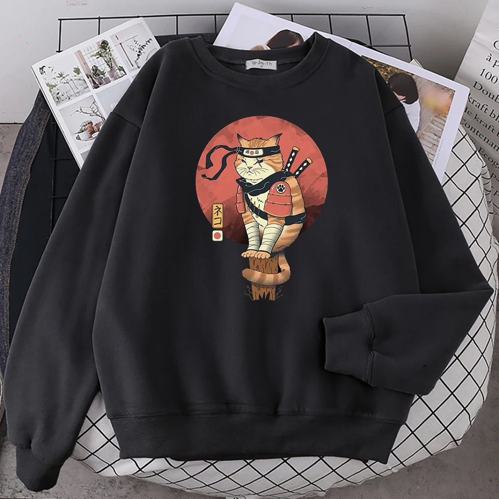 

Ukiyoe Firefox Cartoons Print Hoodie Womens Simplicity Fashion Sweatshirts Autumn Loose Fleece Pullovers Crewneck Hoody Female