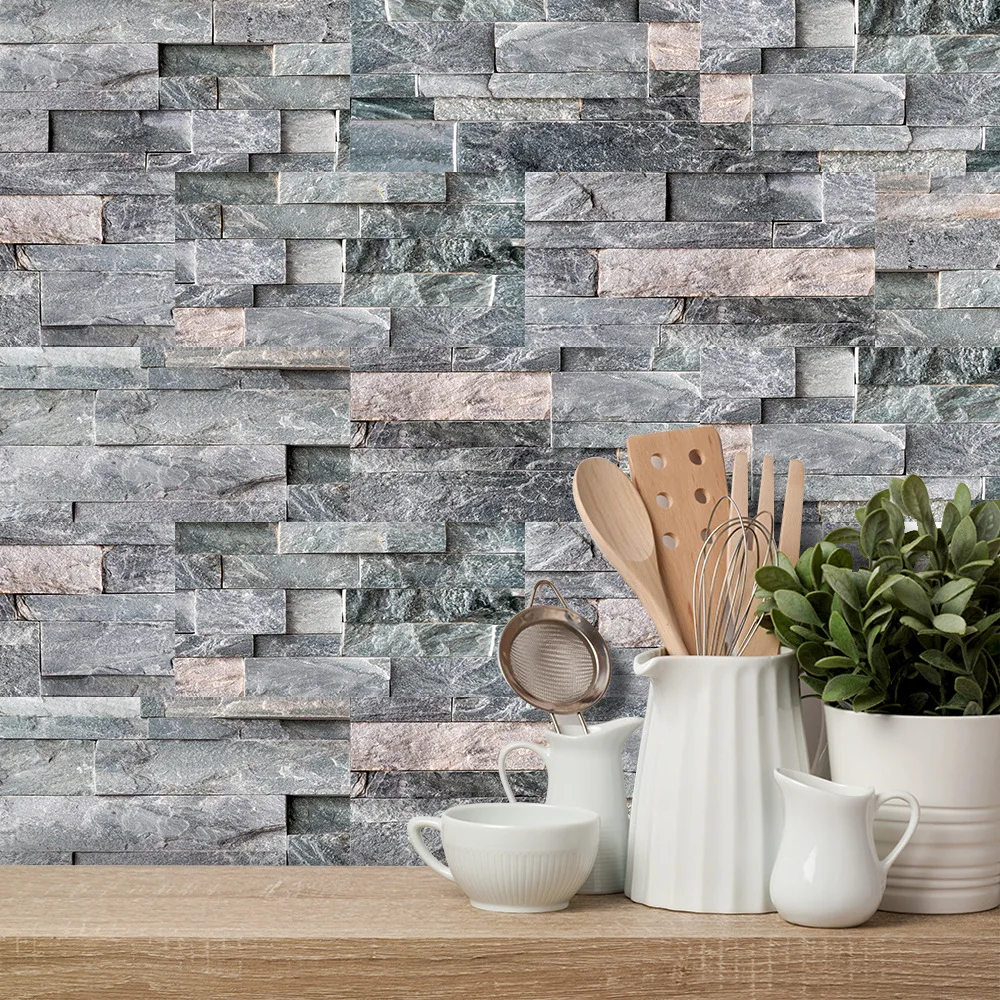 27pcs drak grey stone brick wall sticker self adhesive waterproof pvc floor stickers modern kitchen bathroom bedroom decor free global shipping