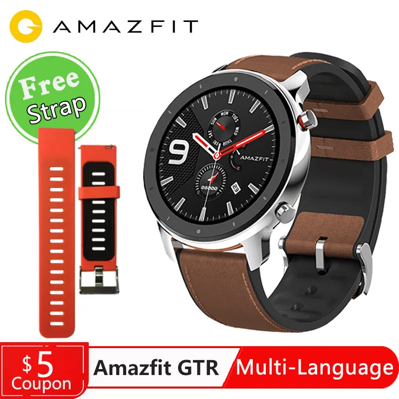 Глобальная версия Amazfit GTR 47 мм 42 мм Смарт часы умные часы Xiaomi Huami Smartwatch 12 спортивных режимов 5ATM водонепроницаемый gps 24 дня батарея AMOLE